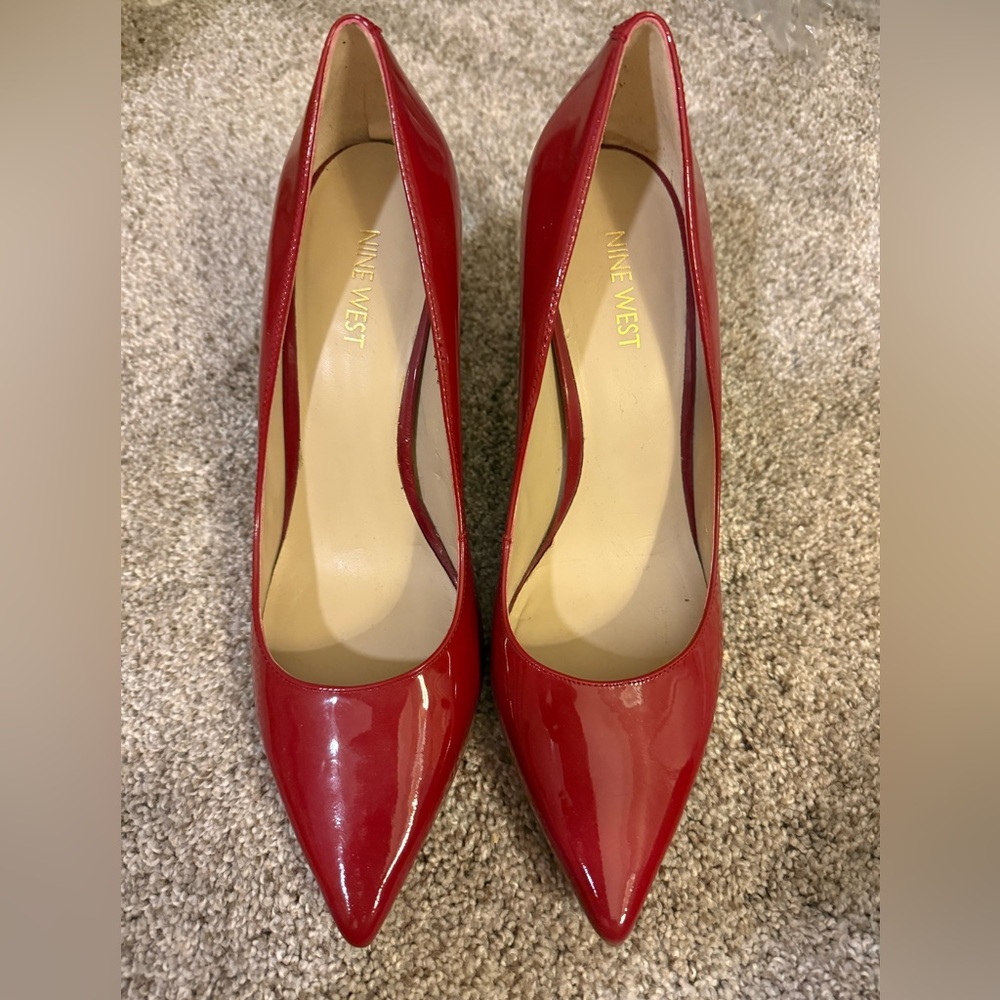 3/$20 Nine West Genuine Leather Red Patent Heels Women’s Sz 9 Office Career Date